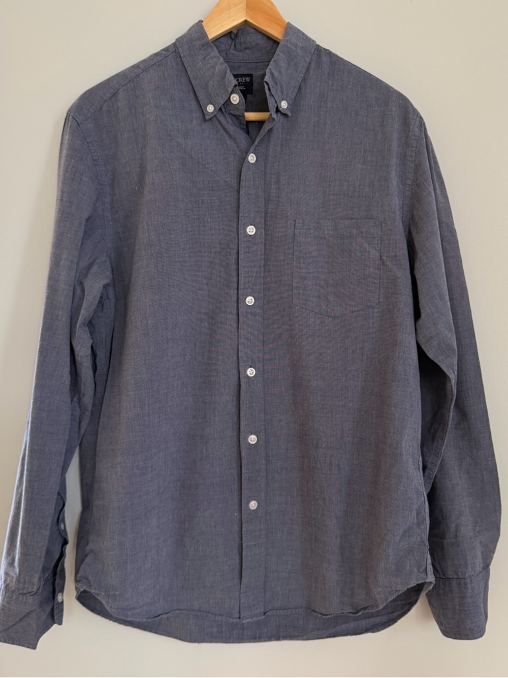 J. Crew Men’s Button-Down Shirt in Heathered Blue